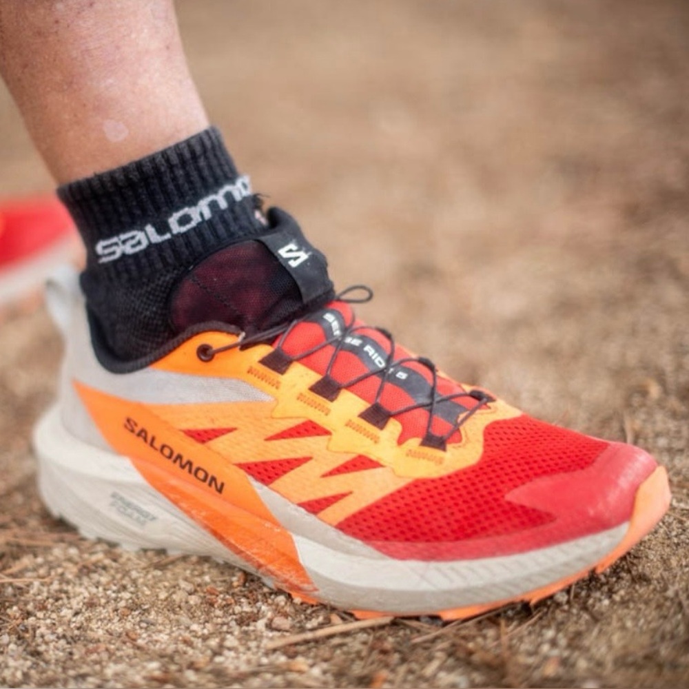 Salomon Red and Orange Athletic Shoes for Men